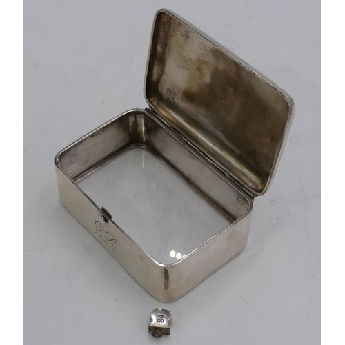 329 - An Edward VII plain silver arch topped trinket box with hinged lid, engraved 