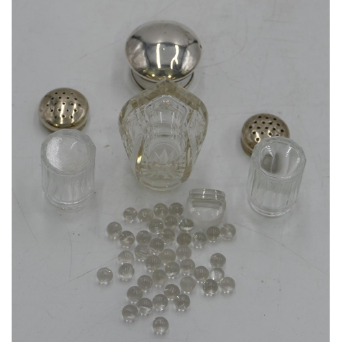 331 - A hexagonal cut glass dressing table bottle with Birmingham silver screw lid, enclosing inner stoppe... 