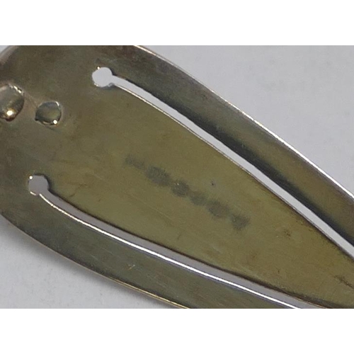 344 - A London silver book mark in form of a trowel with mother of pearl handle