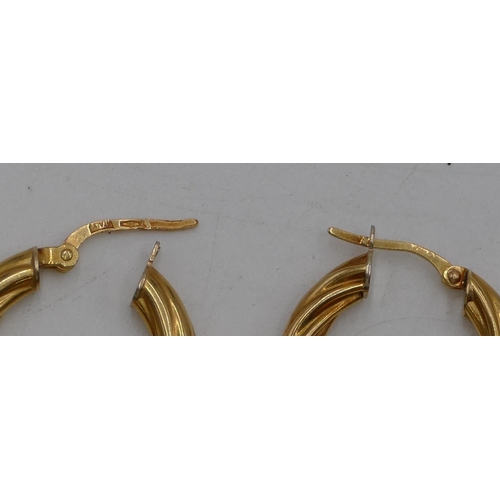 456 - A pair of 18ct gold hoop earrings, 4.3 grams.