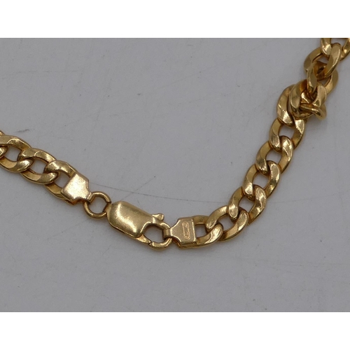 465 - An 18ct gold flat linked chain, 62cm long, 19.1 grams.