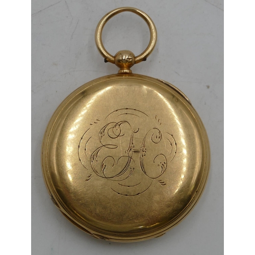 600 - William Carter, Salisbury, 18ct gold full Hunter pocket watch with white enamel dial, seconds dial a... 