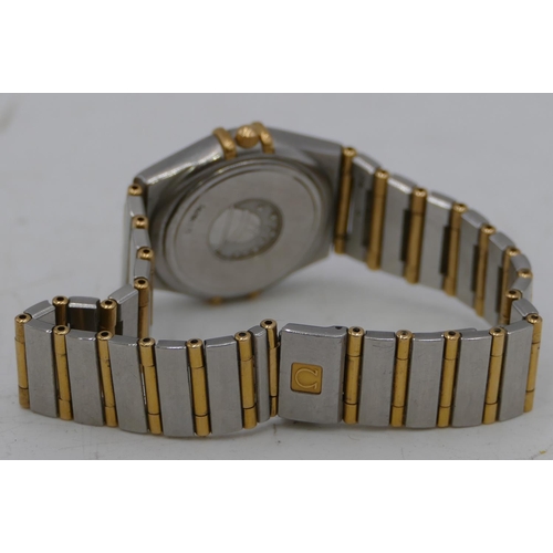 632 - Ladies Omega Constellation steel and gold wrist watch with matching strap bracelet, mother of pearl ... 