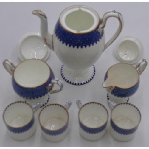 65 - A Wedgwood coffee service on white and blue ground, coffee pot, 2-handled lidded sugar bowl, milk ju... 