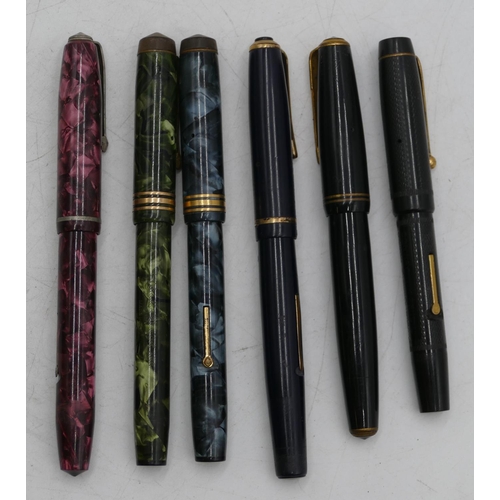 660 - Conway Stewart 388 green mottled fountain pen, a similar grey mottled fountain pen and a Conway Stew... 