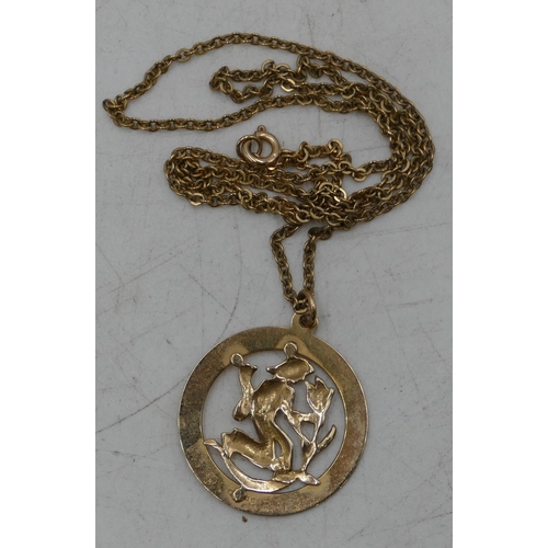 678 - A 9ct gold St. Christopher with gold chain, 5.3 grams.