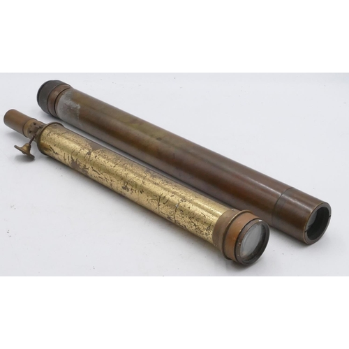 726 - W Ottway & Co Ltd, London WWII telescope patent 1132, dated 1942, 51cm long (working) and a brass pa... 