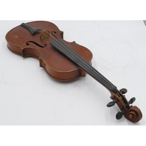 727 - A 2-piece back violin labelled 