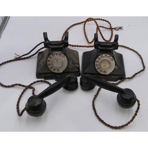 734 - 2 black Bakelite telephones, handsets stamped 164 55 and 164 51. (2)