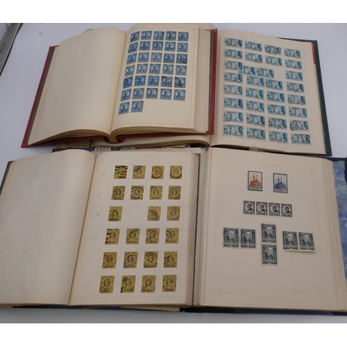 749 - 4 stamp albums containing British and European stamps, circa early 20th Century and a quantity of va... 