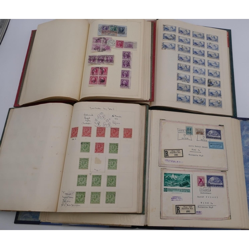 749 - 4 stamp albums containing British and European stamps, circa early 20th Century and a quantity of va... 