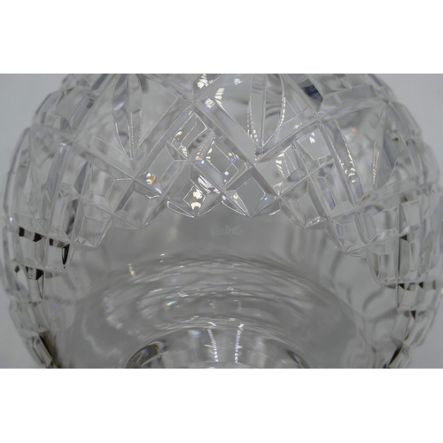 78 - A Waterford cut glass 2-sectioned table lamp with bulbous shaped bowl on round stem and sweeping bas... 