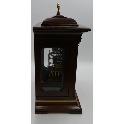 848 - Howard Miller 8-day striking Westminster chime mantel clock with brass carry handles, square brass d... 