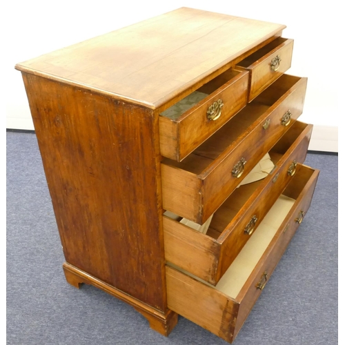 863 - A George III walnut and mahogany straight front chest of drawers with banded decoration, 2 short and... 