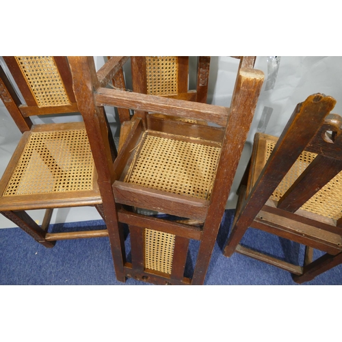 867 - A set of 4 19th Century oak single chairs with carved lion motifs, Bergere seats and part backs on s... 