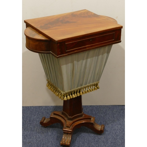 904 - A 19th Century mahogany work box/games table with bowed ends, hinged lid enclosing reversible cover ... 