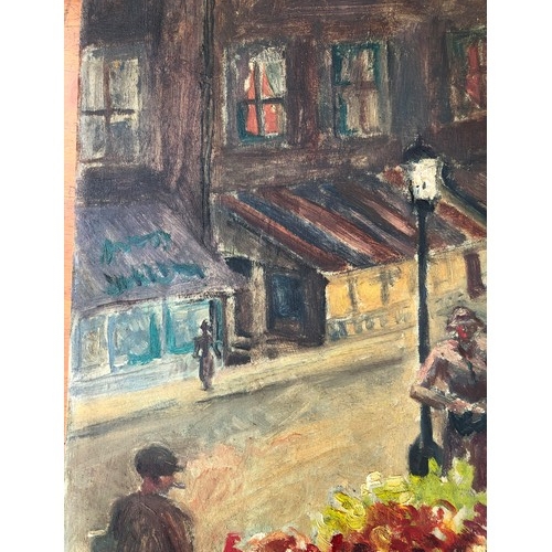 224 - Carel Weight RA (British 1908-1997) oil on panel depicting flower seller in street scene, signed bot... 