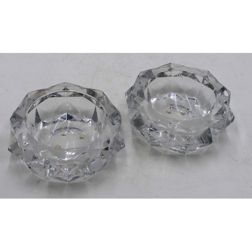 117 - A pair of Baccarat round bulbous shaped ashtrays, 20.5cm diameter, 7cm high.