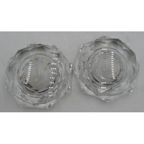 117 - A pair of Baccarat round bulbous shaped ashtrays, 20.5cm diameter, 7cm high.