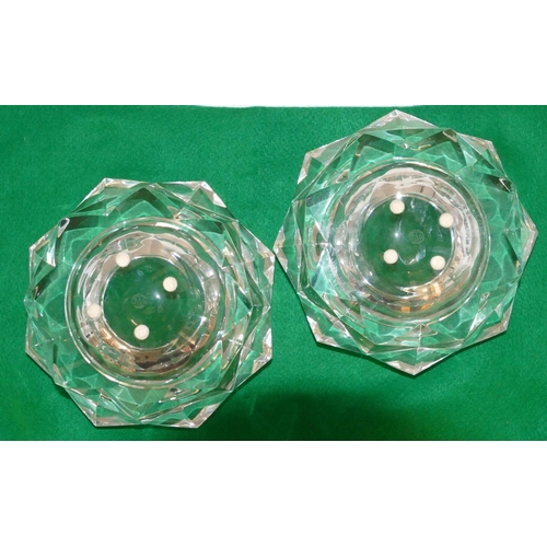 117 - A pair of Baccarat round bulbous shaped ashtrays, 20.5cm diameter, 7cm high.