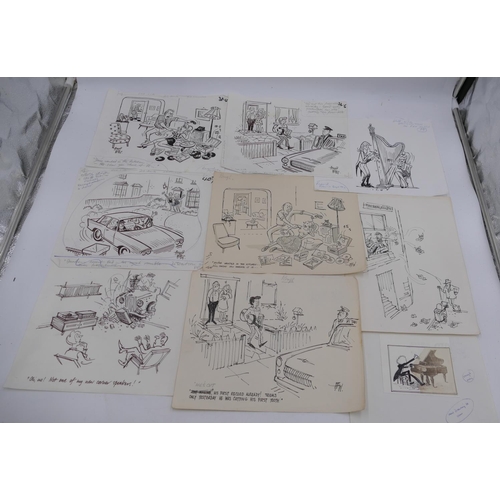 120 - Harold Wiles original pen and ink sketches of various cartoons, all unframed.