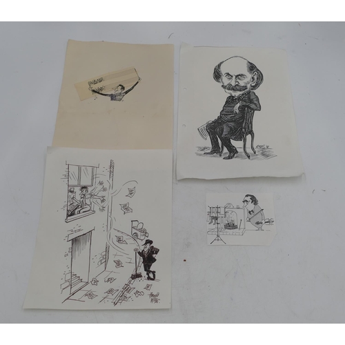 120 - Harold Wiles original pen and ink sketches of various cartoons, all unframed.