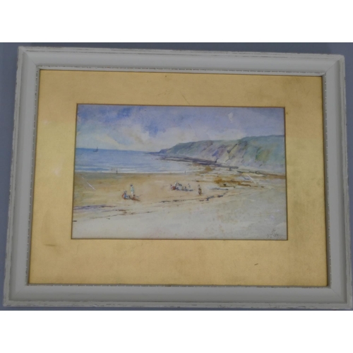 133 - Cecil D'Oyly John 2 coloured prints depicting street scene in white painted frames, largest 42.5 x 5... 