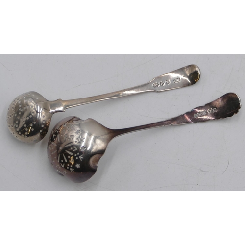 246 - A George III small silver sifting spoon and a Sheffield silver sifting spoon, 1.5oz. (2)