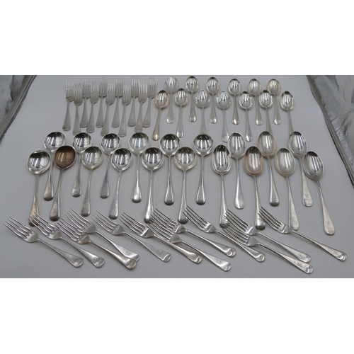 256 - A Harlequin set of Sheffield and London silver flatware service, 7 serving spoons, 12 various soup s... 