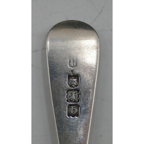 262 - A London silver child's spoon with engraved handle in fitted leather case.