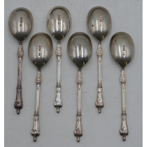 276 - A set of 6 Sheffield silver Apostle teaspoons in fitted black leather case, 3oz.