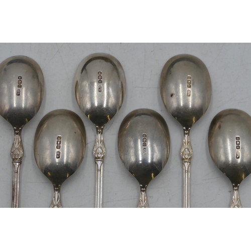 276 - A set of 6 Sheffield silver Apostle teaspoons in fitted black leather case, 3oz.