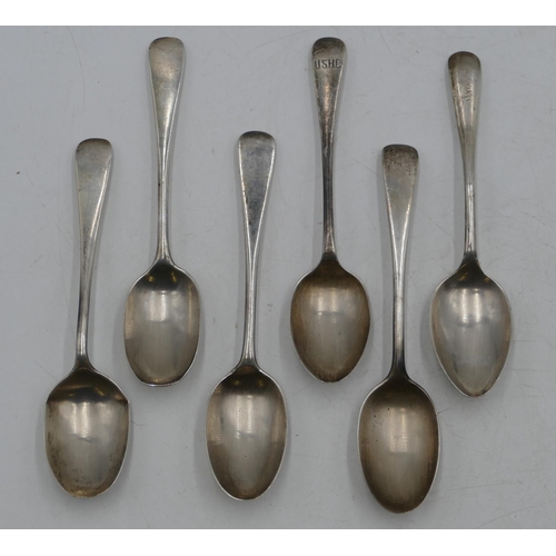 285 - 6 odd silver teaspoons, 4.7oz.