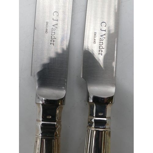 292 - A set of 6 modern London silver handled dinner knives and 6 matching dessert knives. (12)