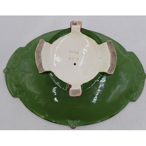 30 - An Eichwald oval scallop shaped comport with raised floral and leaf decoration on sweeping base, 35.... 