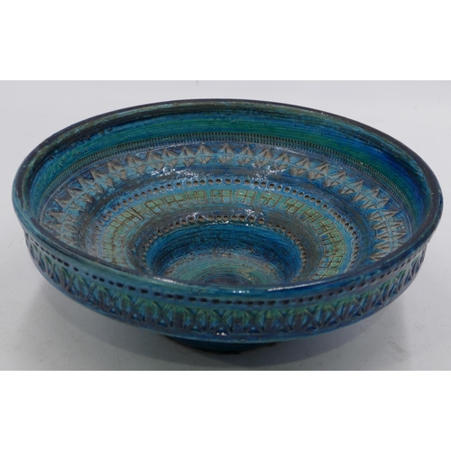 31 - A Bitossi glazed earthenware round bowl on turquoise ground with diamond, square and circular decora... 