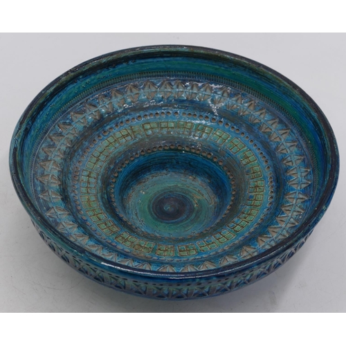 31 - A Bitossi glazed earthenware round bowl on turquoise ground with diamond, square and circular decora... 