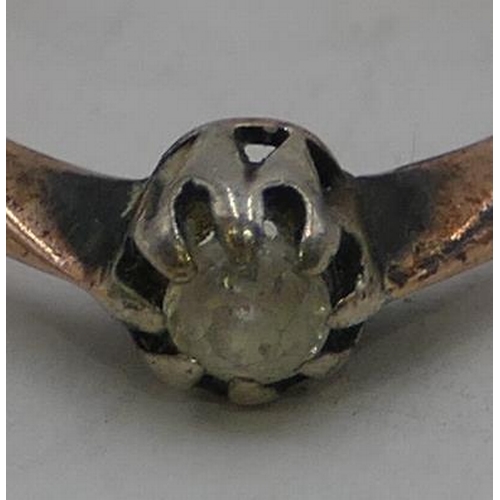 341 - A gold small solitaire diamond ring approx. 0.10ct, size L/M, 2.1 grams.