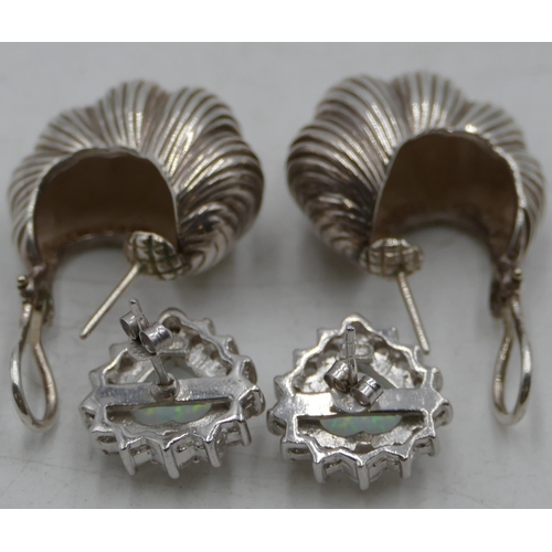 355 - 5 various pairs of silver earrings, 72.1grams gross.