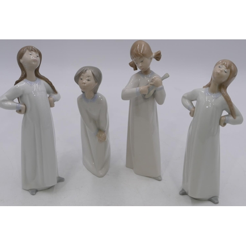 4 - 4 various Lladro figures of young girls in nightdresses, largest 21cm high (4)