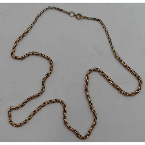 427 - A 9ct gold chain, 50cm long (Clasp not gold), 9 grams gross.