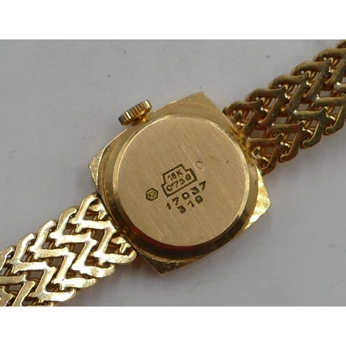 449 - An 18ct gold Continental Ryland ladies' wristwatch with matching strap bracelet, weighable gold 34.3... 