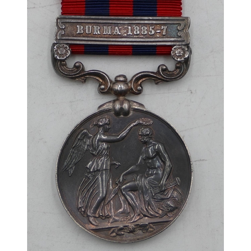 480 - A Queen Vitoria India General Service medal with Burma 1885-7 bar, with ribbon 