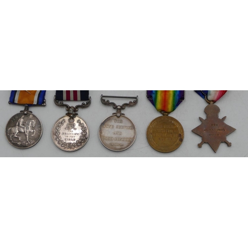 483 - 5 WWI medals, 1914-18 medal, War medal, Military medal For Long Service and Good Conduct, For Braver... 