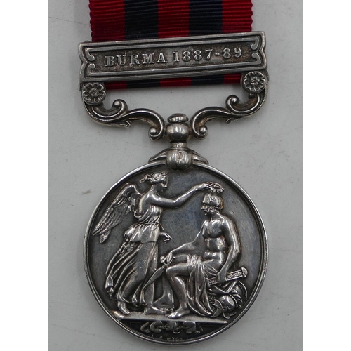 489 - A Victoria India General Service medal with BURMA 1887-89 bar 