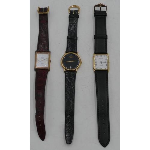 546 - 2 Raymond Weil wristwatches and a Piaget Quartz wristwatch, all with leather straps. (3)