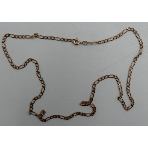 557 - A 9ct gold flat linked chain, 49cm long, 5.7 grams.