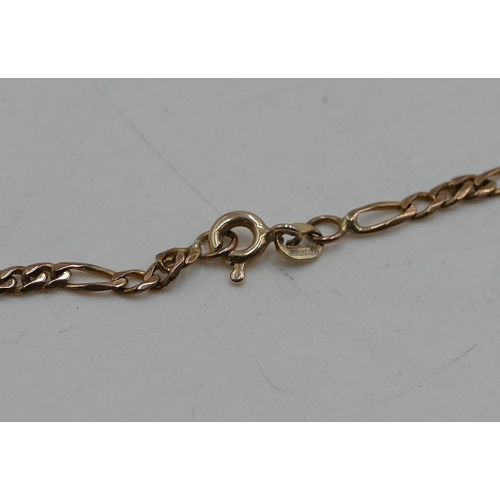 557 - A 9ct gold flat linked chain, 49cm long, 5.7 grams.