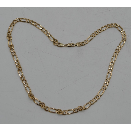 558 - A 14ct gold flat linked chain, 50.5cm long, 28 grams.