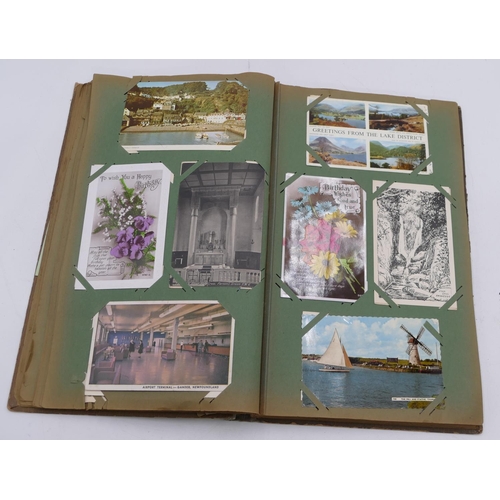 640 - A large postcard album depicting birthday wishes, figures, churches etc